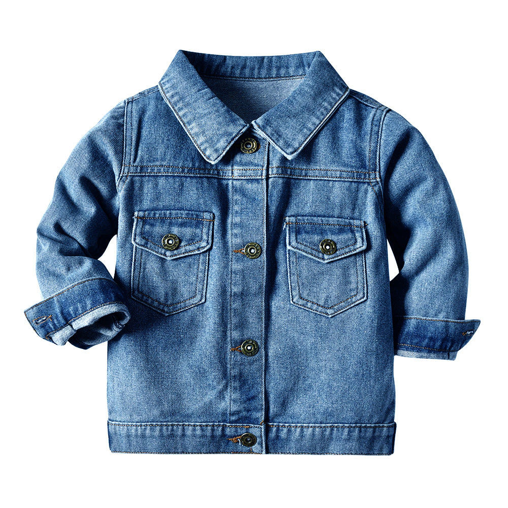 children's outerwear, new autumn and winter styles, european and american fashion, two-tone denim jacket for boys and girls, korean style casual top