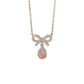 Popular popular smart sweet bow water drop necklace accessible luxury niche women's inlaid zirconium non-fading clavicle chain jewelry