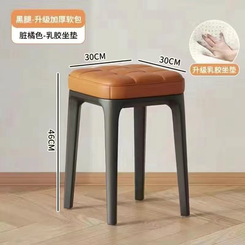 Stackable dining table and stool, modern casual bar back chair, for home scandinavian plastic dining chair, soft bag makeup stool