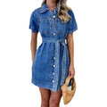 fashion  summer new arrival looseeasiest for match denim short sleeve dress export independent elegant