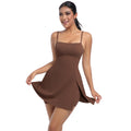 Fashion tape bottom sports fitness dress with chest pad breathable naked suspender beautiful back yoga one-piece tennis skirt