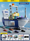 Extra-large ship kids toy set - deluxe cruise liner transport truck with container cars for boys, ages 3-6