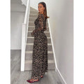 fashionautumnew arrival leopard print elegance asymmetrical off-shoulder fashioncasuallong sleevessdress for women
