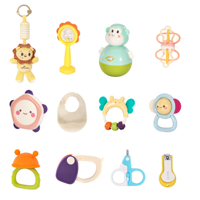 Meibelle rattle soothing toy newborn baby can bite baby grasp puzzle 0-1 years old 6 months or more gift box