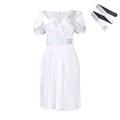 D3227  independent station cross-border fashion women's summer new v-neck waist pleated european and american dress