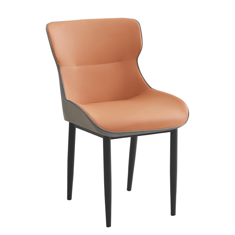 Leather light luxury dining chair - direct from the manufacturer. carbon steel frame, casual chair, customizable in multiple colors, ideal for hotel reception areas