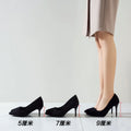 High heels for women 2024 spring and autumn new arrival black stiletto pointed toe flats suede professional shoes exportplus size etiquette shoes