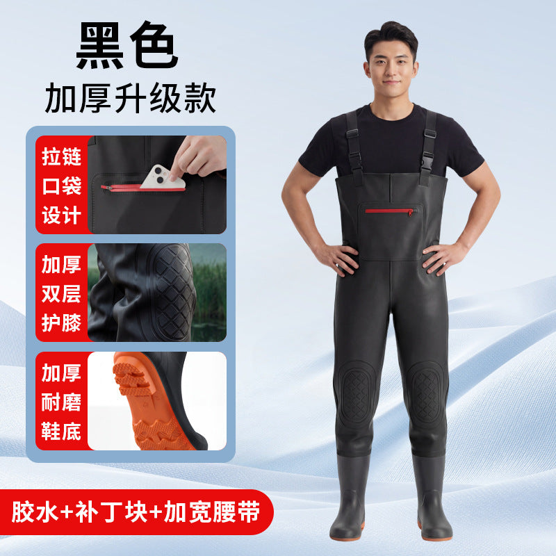 Water pants, full body thickened water pants, mennew arrivalwaterproof pants, water shoes, one-piece fish-catching rain pants, sea-catching jumpsuits