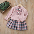 Girls' sweater cardigan set -  autumn new collection, preppy style, trendy two-piece outfit for girls, baby girl cardigan set