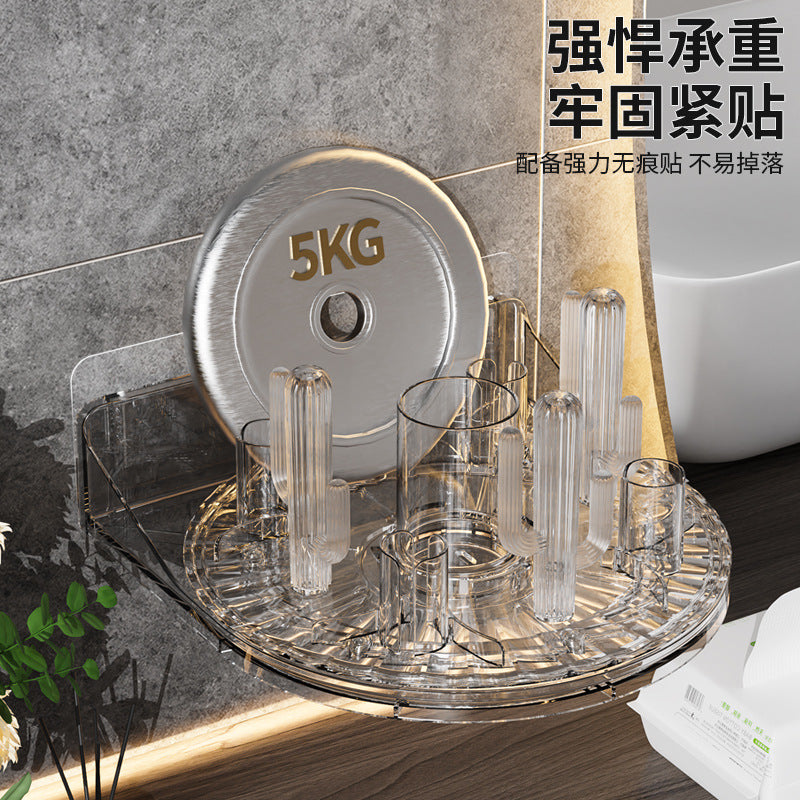 Home bathroom rotate toilet tooth cup holder wall-mounted mouthwash cup for home toothbrush cup punch-free storage cup holder