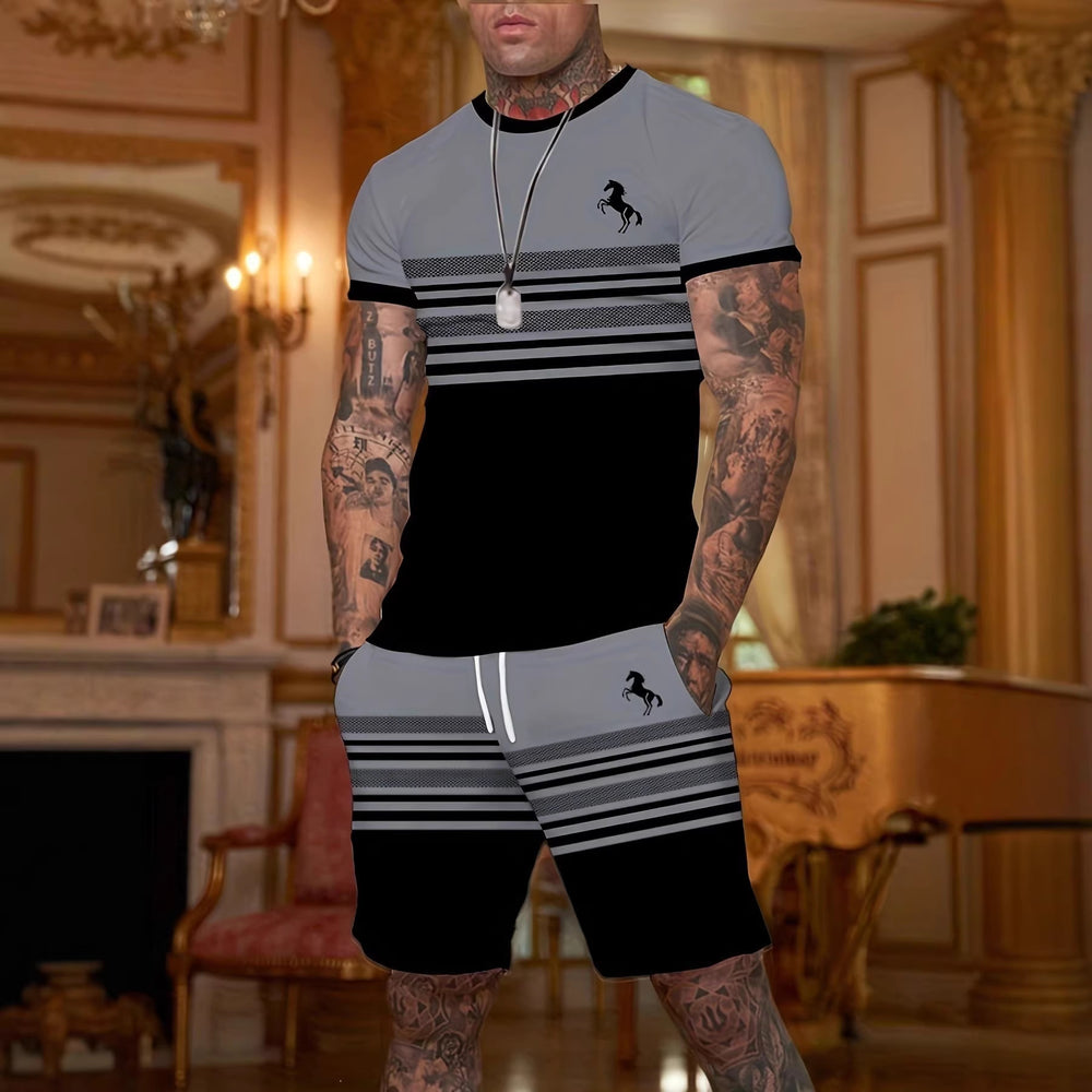 european and american men's short-sleeved and shorts sets, casual sportswear sets, 3d printed cross-border bestsellers