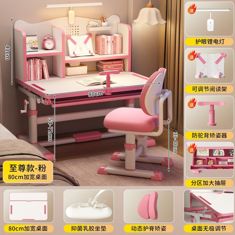 Adjustable height desk and chair set for kids - perfect for elementary school students, home study, and writing