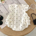 Summer baby girl's flutter-sleeve triangle romper, a super stylish and trendy outfit for a baby girl's 100-day celebration, princess-style korean fashion