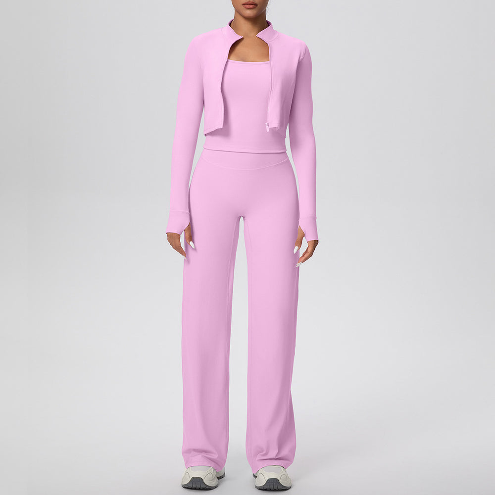 New barely-there quick-dry activewear set: outdoor casual running & fitness outfit - butt-lifting, tummy-control, wide-leg yoga leggings