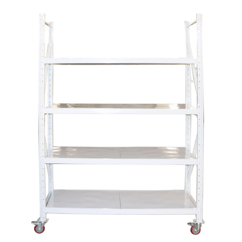 Storage shelves Angle steel shelves Multi-layer household warehouses Stainless steel storage racks Express silent wheel mobile iron racks