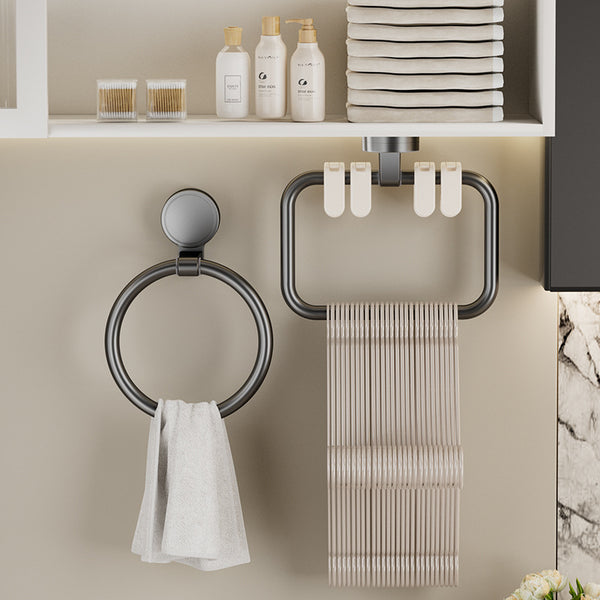 Suction cup towel rack No punching wall hanging toilet Bathroom round square hand towel hanger space aluminum towel ring