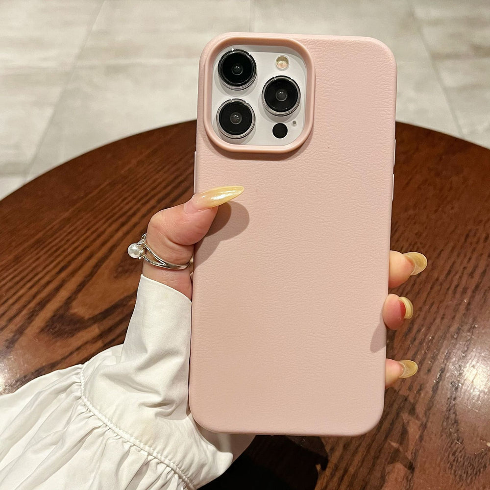 Suitable for apple 16promax leather texture simple pure color mobile phone case iphone11/13 anti-fall tpu protective cover