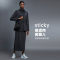 Air layer stand collar mid-length outwear women's drawstring waist jacket casualwork clothing sports windbreaker autumd25137