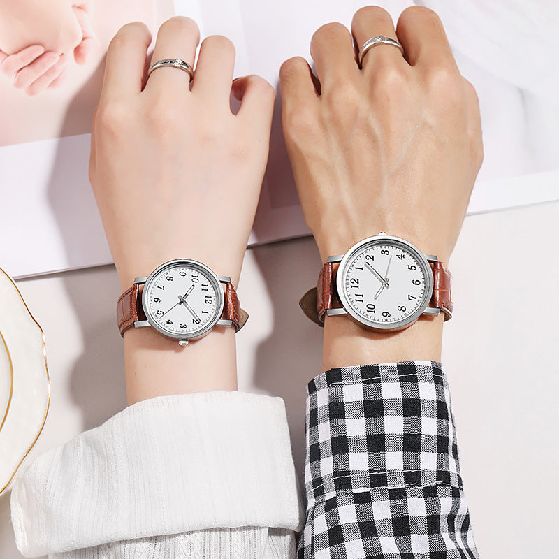 2021 wish cross-border couple's round watch, quartz watch for men and women, student gift, wholesale cross-border hot seller