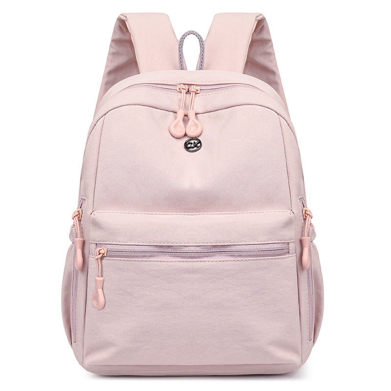New double shoulder schoolbag Korean version casual simple versatile lightweight backpack solid color large capacity commuter bag double shoulder women's bag