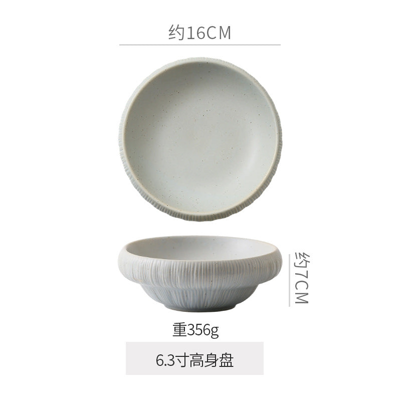 Retro kiln line pattern high-looking tableware restaurant hotel stylish display dessert plate steak plate for home dish plate