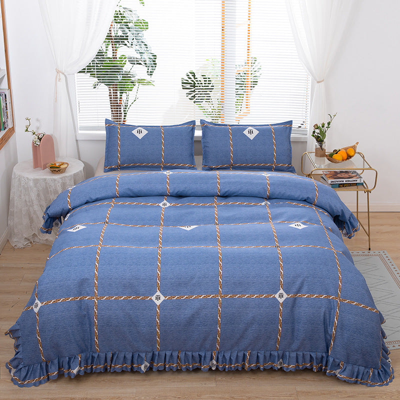 Korean style lace duvet cover, king size 220*240cm, princess duvet cover, student dorm single duvet cover, cartoon wedding bedding