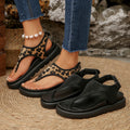 summer new arrivals: chunky heel leopard print peep-toe thong sandals - plus size, wholesale, versatile, fashionable, and featuring a hook-and-loop closure