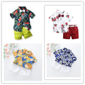 Amazon new spring/summer boys' leaf print short sleeve and shorts set - beach vacation style two-piece outfit