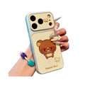 Couple glasses bear suitable for apple 18promax mobile phone case polka dot english label iphone17 soft case 16