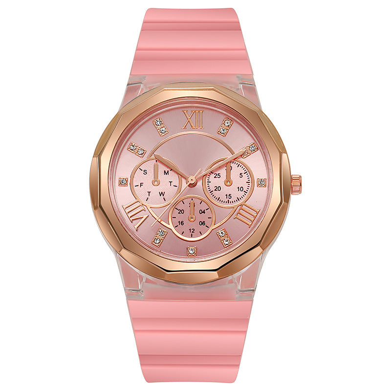 Fashion rhinestone silicone watch female student accessible luxuryelegantniche style design preppy style forest style young casual watch