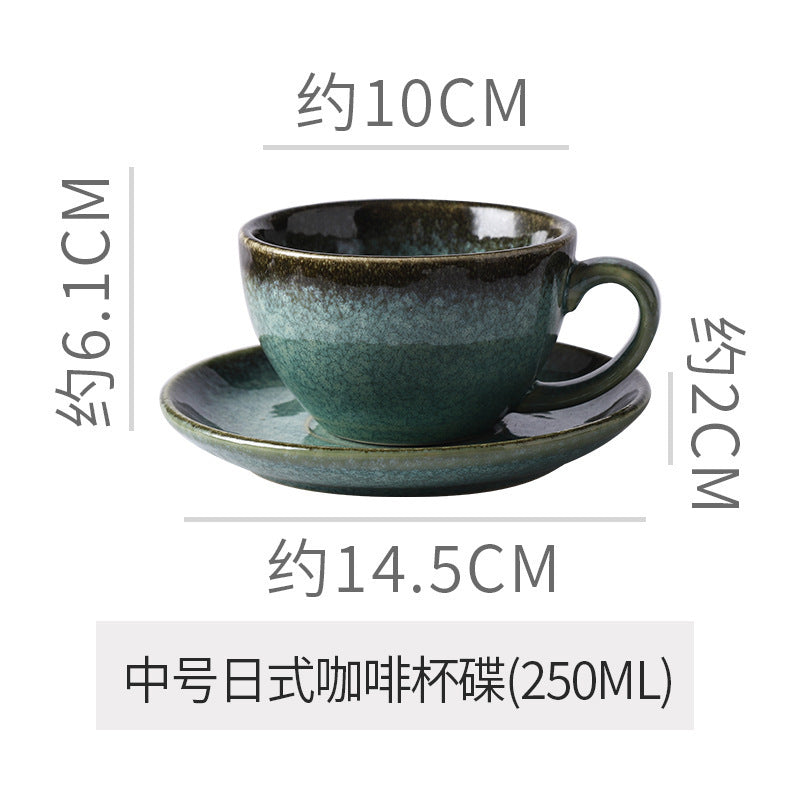 Vintage kiln-ware ceramic coffee cup and saucer set - exquisite, unique design for office afternoon tea or milk