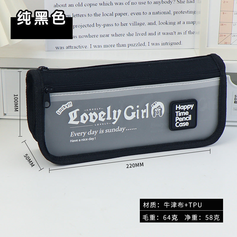 Cross-border  large-capacity primary and secondary school students stationery box simple stationery bag ins high-value girl transparent pencil case