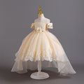 European and american new children's formal dress wedding lace train princess dress girls' piano performance dress girl dress