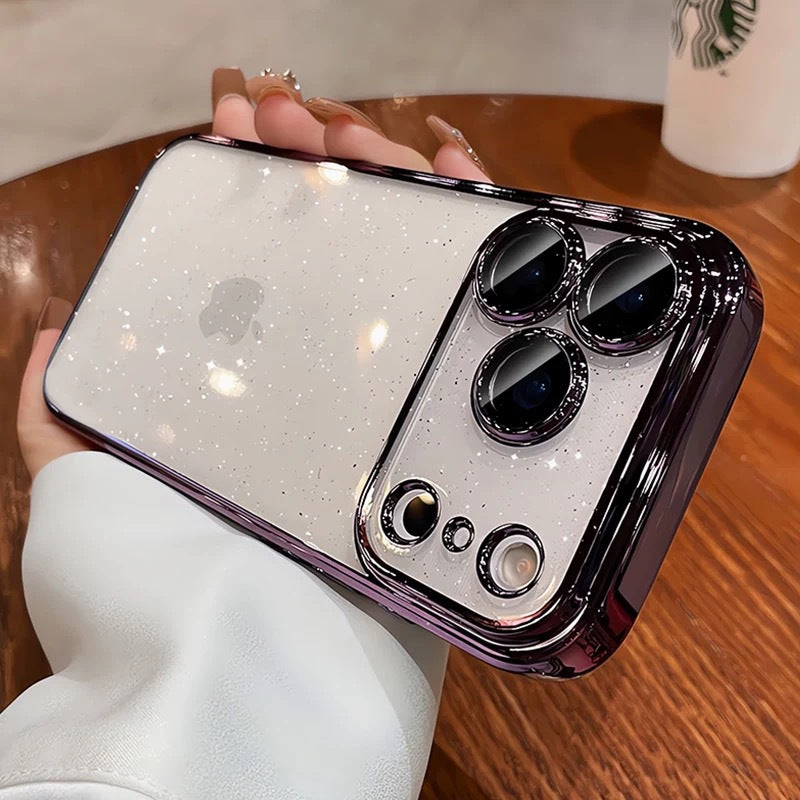 Electroplated pc starry sky glitter suitable for iphone17promax mobile phone case apple 16/15 lens film protective cover