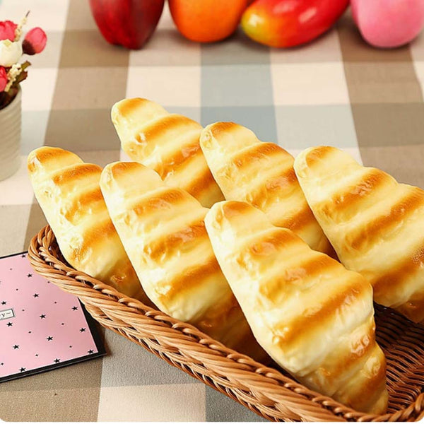 Wholesale bread model PU conch bag, two pointed bags, shop decoration, early education props, bakery cabinet decoration