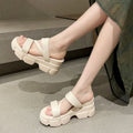 Women's high-heeled sandals: summer platform slides, stylish and versatile, non-slip thong sandals, minimalist solid color roman style