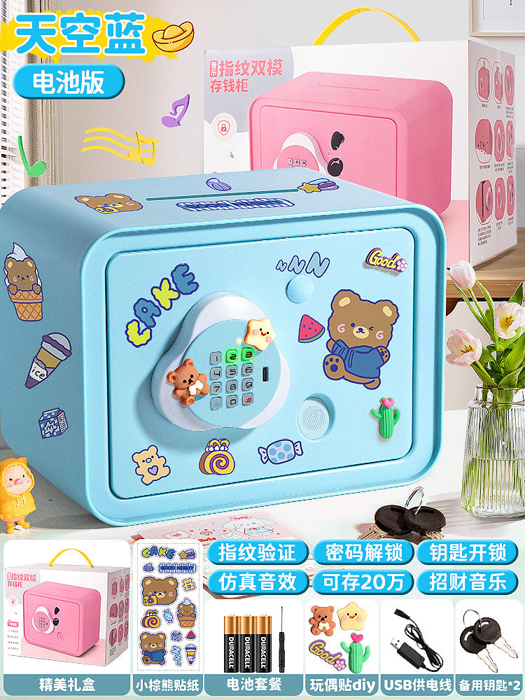 Piggy Bank 2024 New Children's Girls Only Can't Get In Safe Cabinet Boys Large Capacity Password Box Savings