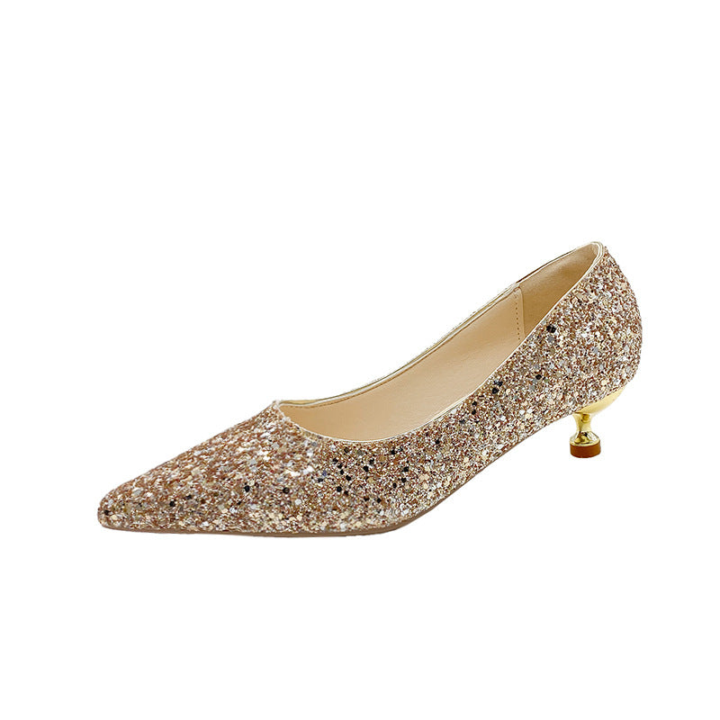 Crystal wedding shoes for women 2023 new arrival gold xiuhe main wedding dress two-wear bridesmaid high heels bridal shoes not tired feet