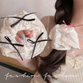 Cute pink polka dot square scarf hair tie head flower 2026 new arrival female classy back of head square large intestine hair tie