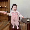 Outwear doll baby clothes embroider baby overalls spring & fall style suitsweet floral two-piece setsuit