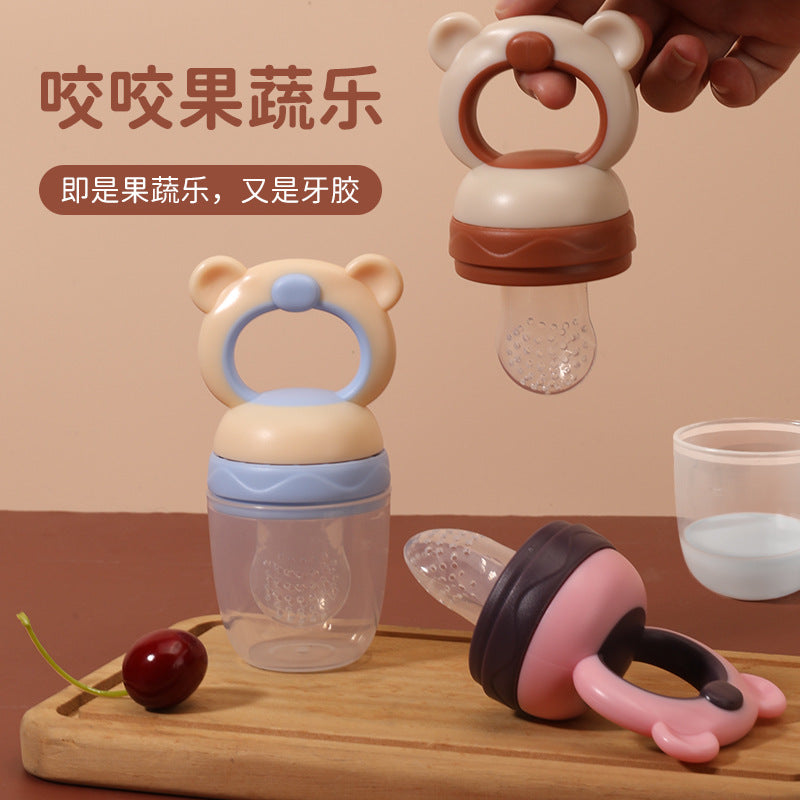 English card baby bite music fruit food supplement baby feeding food grade silicone food supplement tool fruit and vegetable music