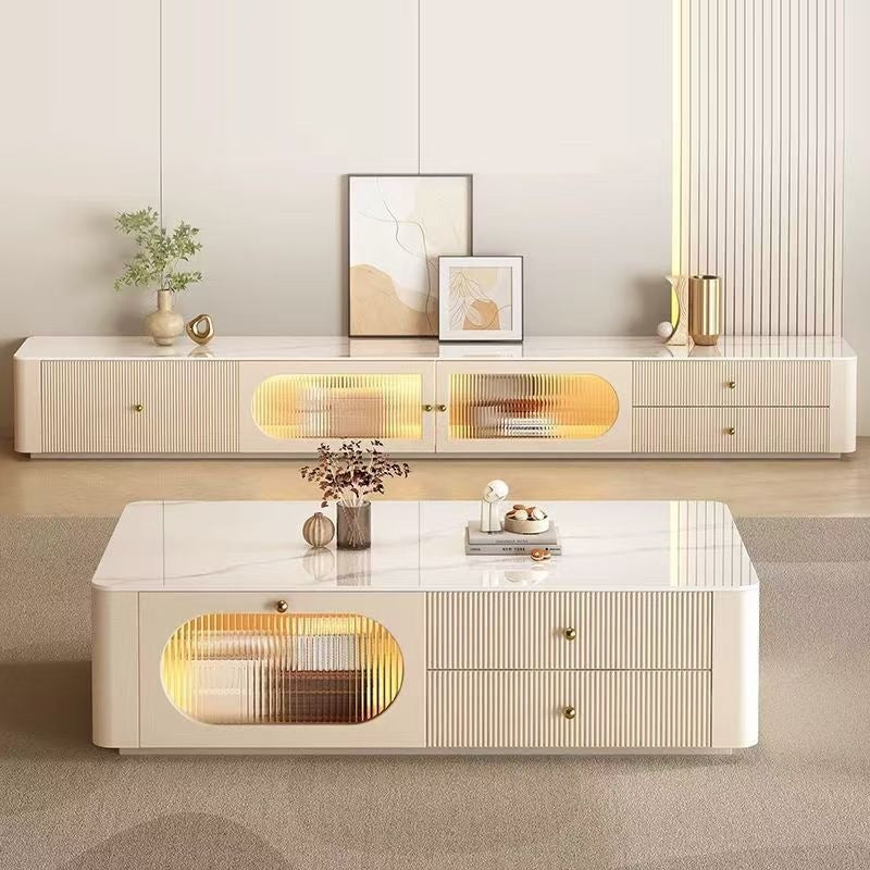 Solid wood tv stand living room home modern minimalist floor cabinet new coffee table tv cabinet glass other