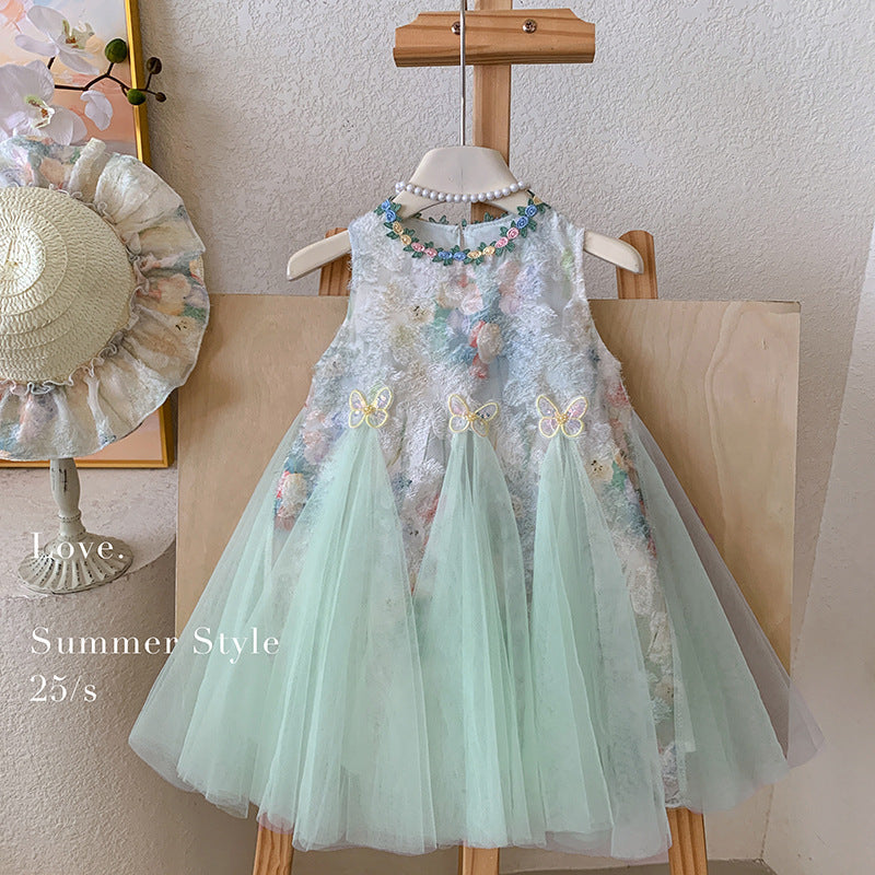 Girls' summer dress  new style tank dress kids' vacation dress baby girl stunning puffy princess dress