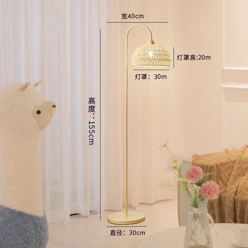 Rattan french cream style floor lamp living room sofa side atmosphere bedroom bedside vertical table lamp popularb&b style