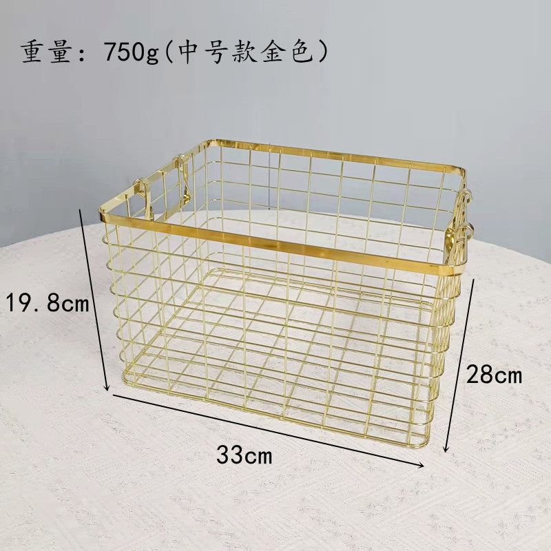 Dirty clothes basket, desktop storage basket, wrought iron storage basket, Nordic ins storage basket, sorting storage basket, sundries storage frame