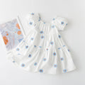 Girls' dress - new cross-border summer collection - white daisy print dress - toddler & little girl lantern sleeve cotton a-line dress