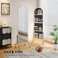 Full-length mirror, movable mirror, medieval style storage magazine rack, floor mirror, home storage bookshelf, rotating full-length mirror