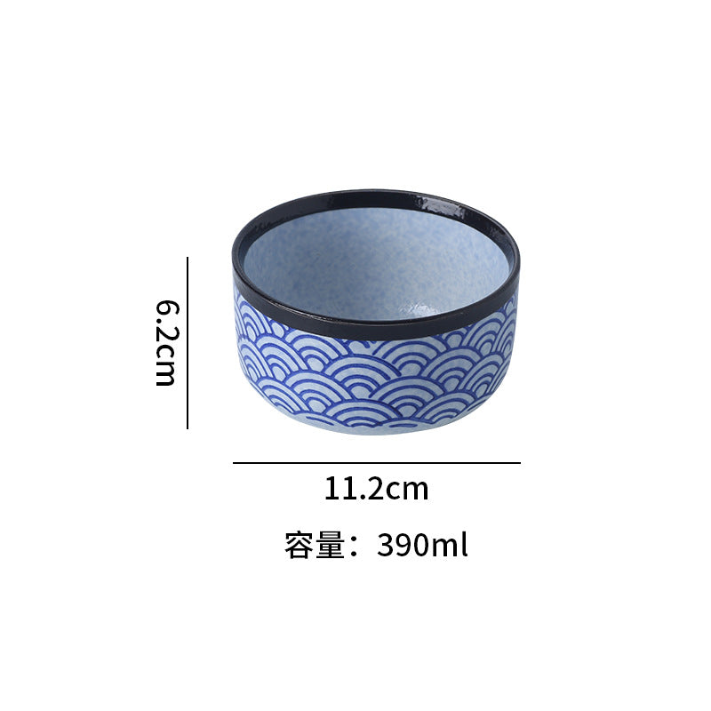 Japanese classic blue pattern tableware hotel style western food plate deep plate for home high-looking rice bowl byron tableware