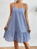 European and american cross-border e-commerce   new striped print sexy summer camisole dress for women