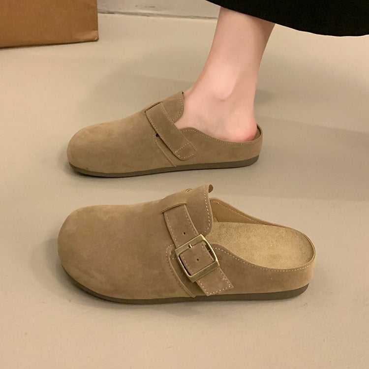 Soft bottom birkenstock shoes women's thick sole slippers outwear 2026 spring and summer new arrival one-leg birkenstock toe-cap half slippers sandals